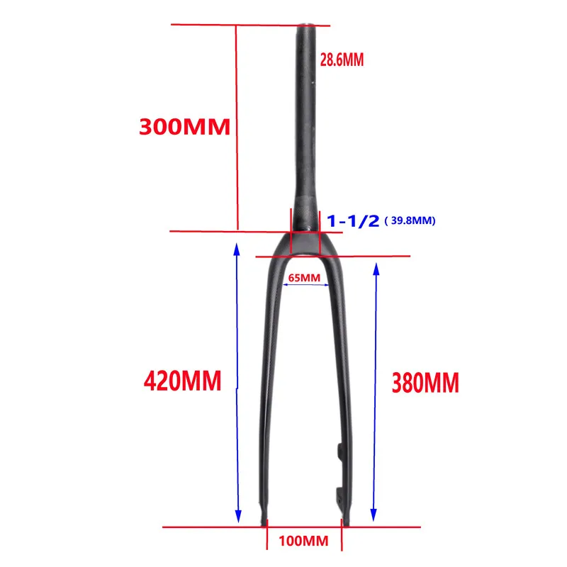 Balugoe MTB Carbon Front Fork For Bikes Rigid Mountain Bike Fork Downhill Travel 1-1/2 400g Matt Bicycle Accessories Universal