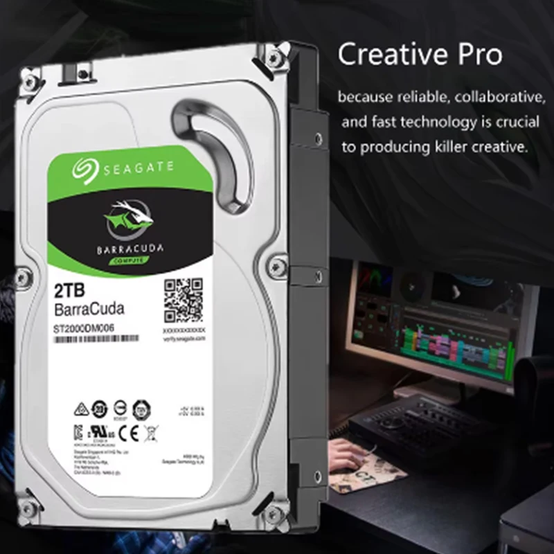 قرص القرص الصلب Seagate 2 تيرا بايت HDD سطح المكتب الداخلي عالي الدقة 2000 جيجابايت 2 تيرابايت قرص صلب 7200 دورة في الدقيقة 64 متر 3.5 بوصة 6 جيجابايت/ثانية ذاكرة تخزين مؤقت SATA III للكمبيوتر الشخصي