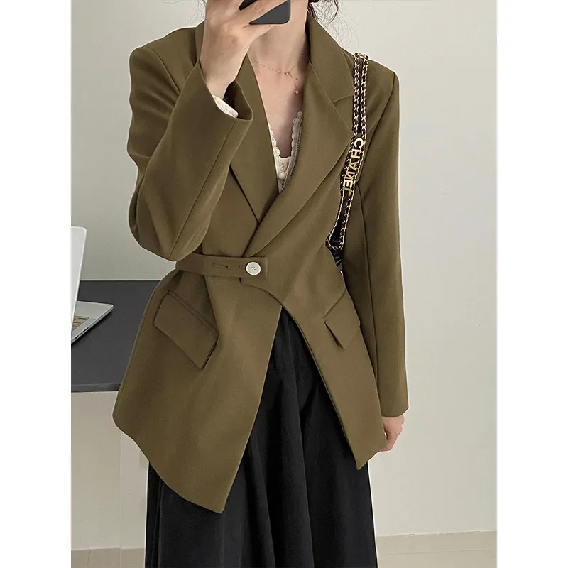 SuperAen Solid-color Suit Jacket Women 2023 Spring Fashion Casual OL Jacket Summer Blazers for Women