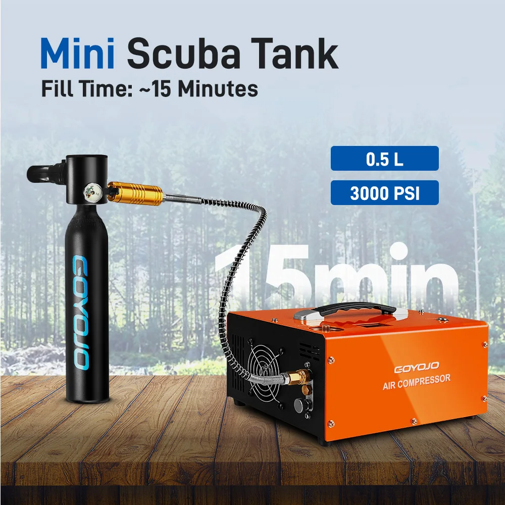 Compresor de Aire de 4500 PSI, 12V/120V, Doble Potencia, Motor de 350W, Apagado Automático, Ventilador de Enfriamiento Integrado, Llenado Rápido para Tanques de Buceo y Pistolas de Aire Comprimido PCP