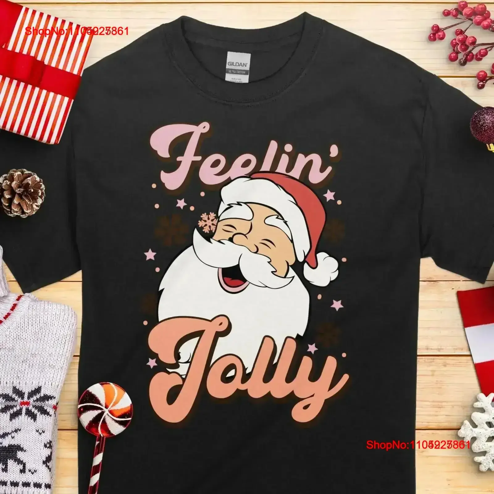 الشعور جولي سانتا ريترو خمر طباعة تي شيرت الشتاء العجائب سر عيد الميلاد عطلة هدية لها غسلها خمر #1