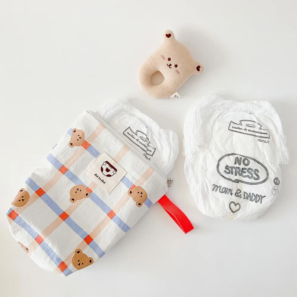 Korean Baby Diaper Bag Canvas Mommy Makeup Bag Canvas Newborn Baby Bottle Bags Travel Stroller Storage Bags