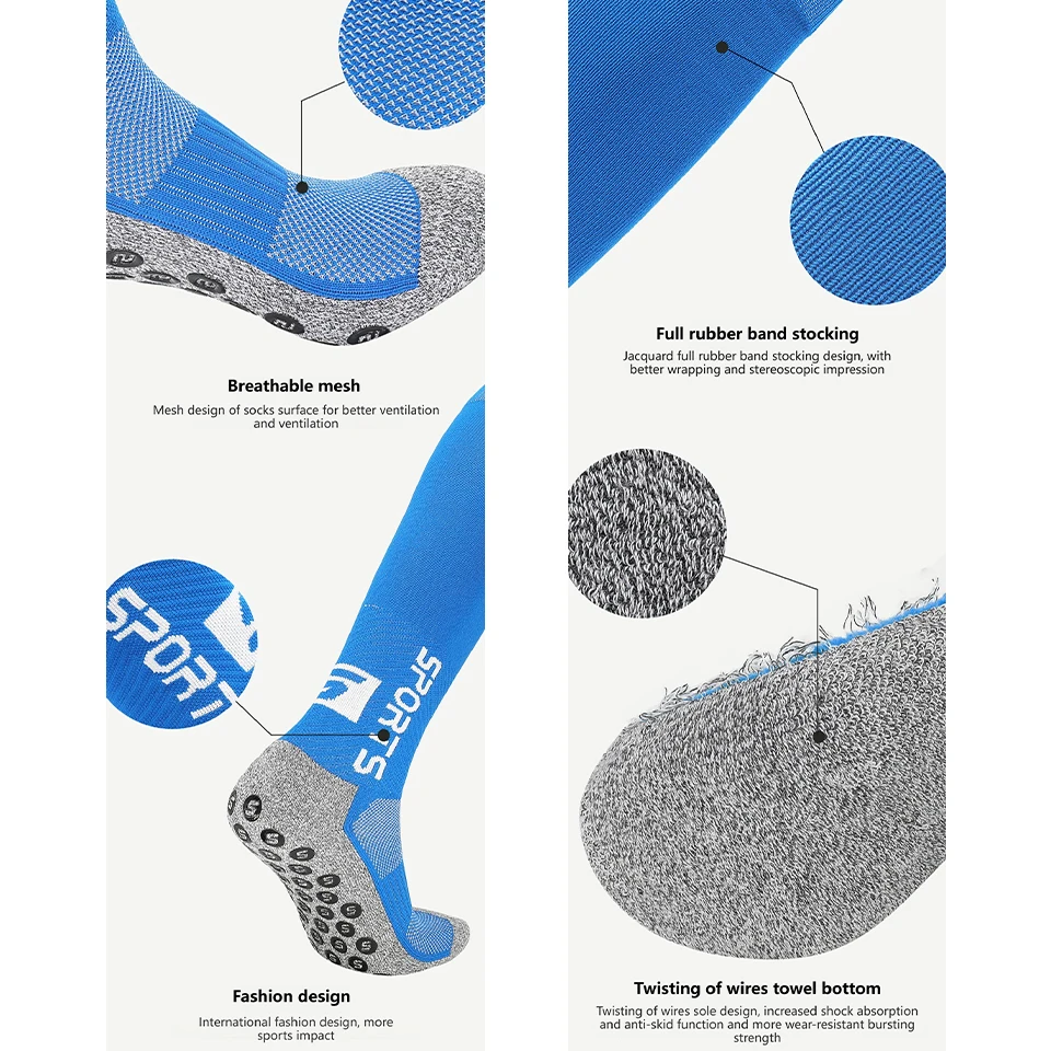 Loogdeel Football Socks Professional Breathable Anti-slip Long Tube Training Socks for Adults And Children Glue Dot Sports - view 2
