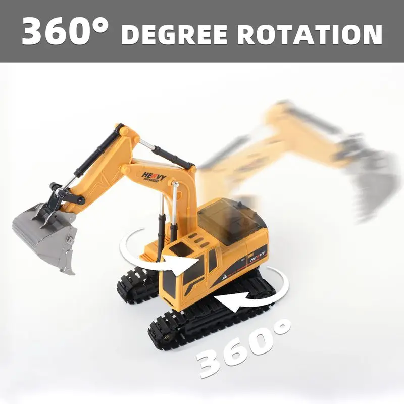 Nuovo 689-995a Giocattolo di ingegneria telecomandato Escavatore telecomandato a 6 canali + autocarro con cassone ribaltabile con luci Giocattolo musicale Bulldozer