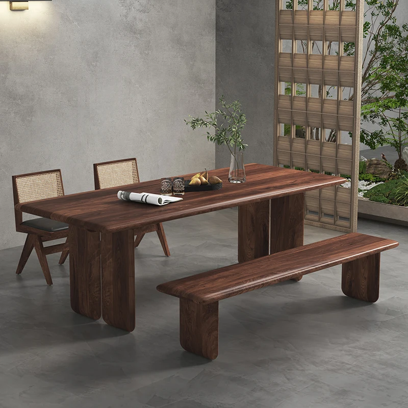 Solid wood dining table, modern household living room, rectangular dining table image 4