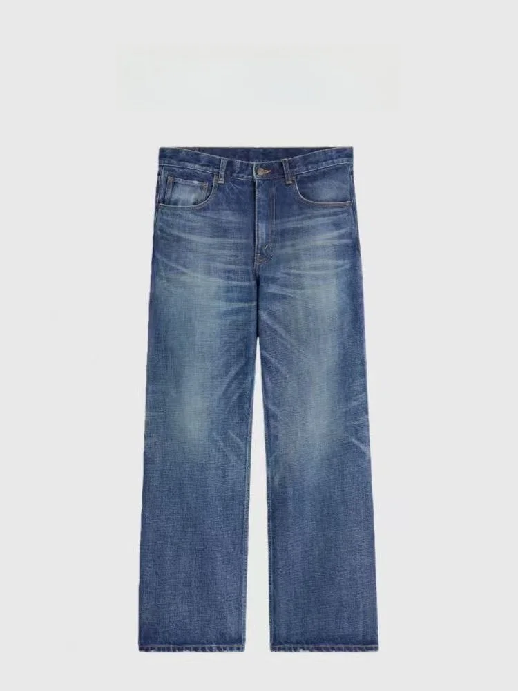 

Джинсы-клеш женские с высокой талией, свободные, прямые, синие, удлиненные, в стиле ретро, для осени и зимы