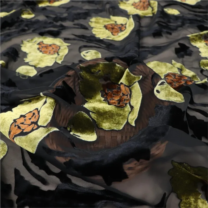 

Woven brocade viscose printed mottled and burned velvet fabric sleeping dress cheongsam