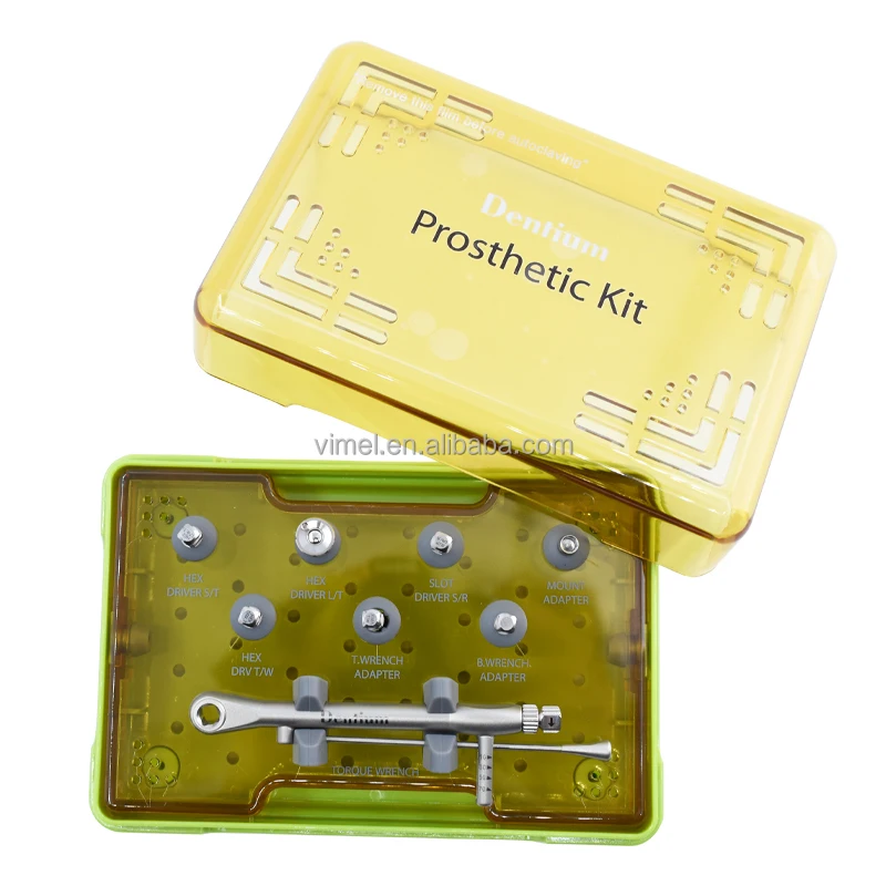 Dentium Original Prosthetic Dental Implant Wrench Surgery Tool Kit with Abutments - Dental Surgery Equipment