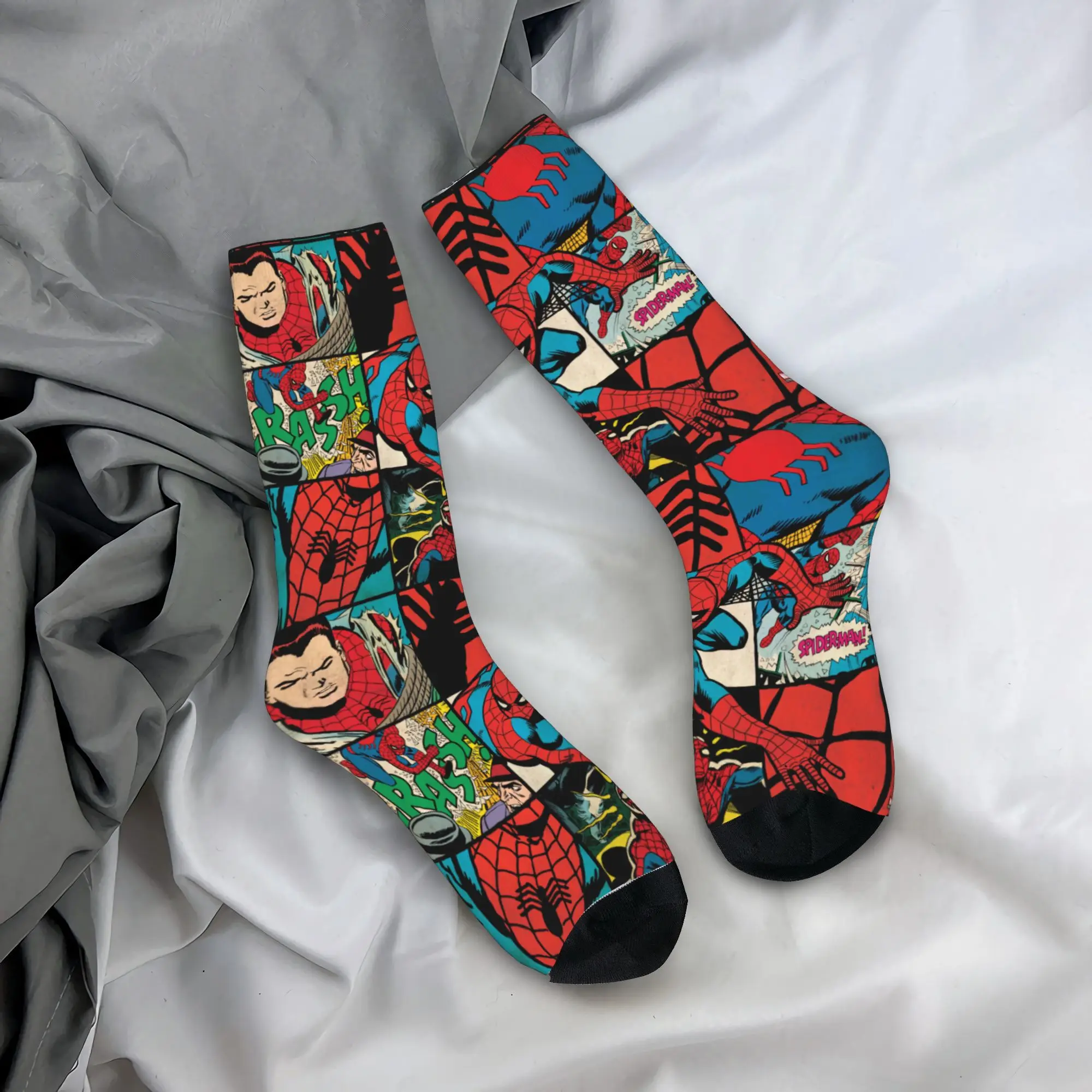 

Носки с комиксами «Человек-паук», мужские и женские модные носки из полиэстера, сумасшедшие весенне-летние, осенне-зимние средние носки-трубы, подарок,