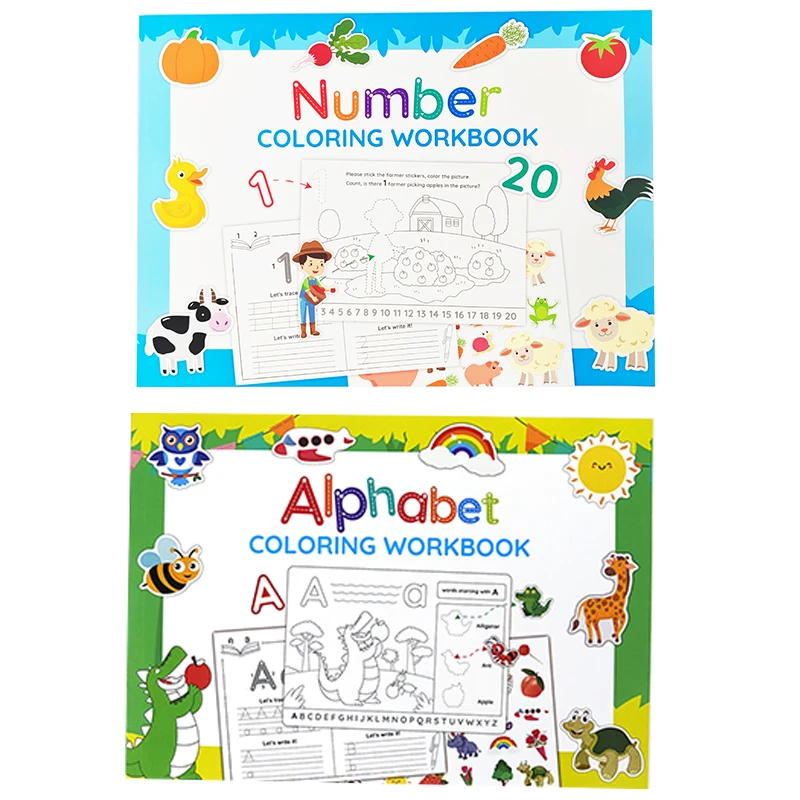 

Toddler Alphabet/Number Tracing Coloring Book Set Preschool Handwriting Practice Activity Workbook
