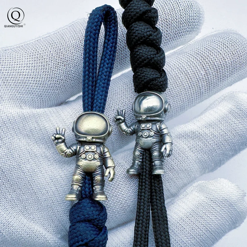 Astronaut Brass Knife Beads EDC DIY Paracord Woven Bracelets Lanyard Pendants Accessories Spaceman Outdoor Tool Hangings Charms