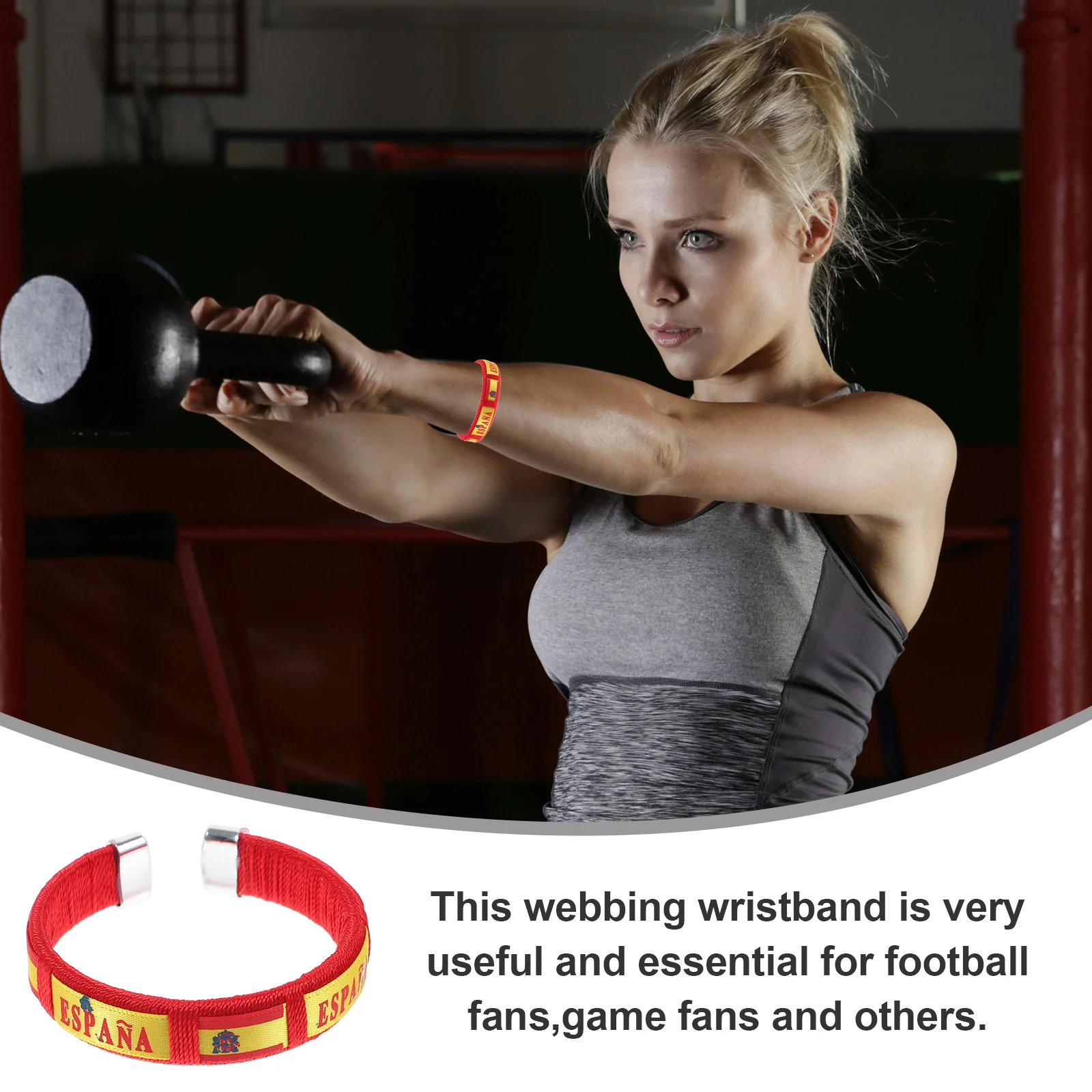 

Soccer Fan Bracelets Adjustable Webbing Wristbands Spain Flag Pattern Decor for Football Games Gathering Music Festival Use