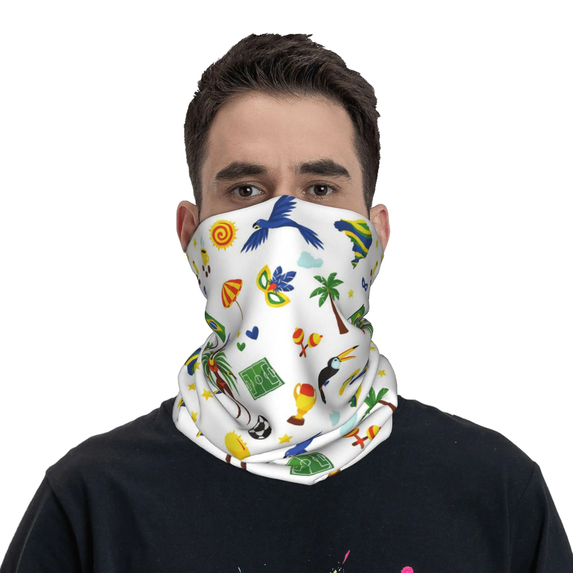 Brazil Brazilian Flag Bandana Neck Cover Printed Wrap Mask Scarf Headband Riding for Men Women Adult All Season
