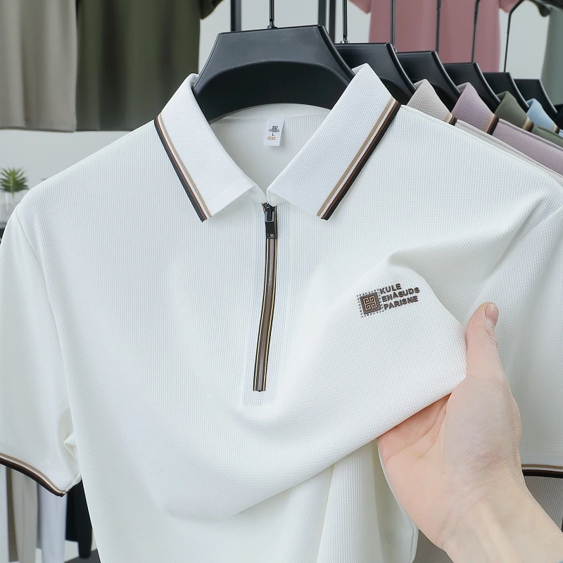 

Business foreign trade men's short-sleeved polo shirt T-shirt embroidery lapel T-shirt loose young and middle-aged top