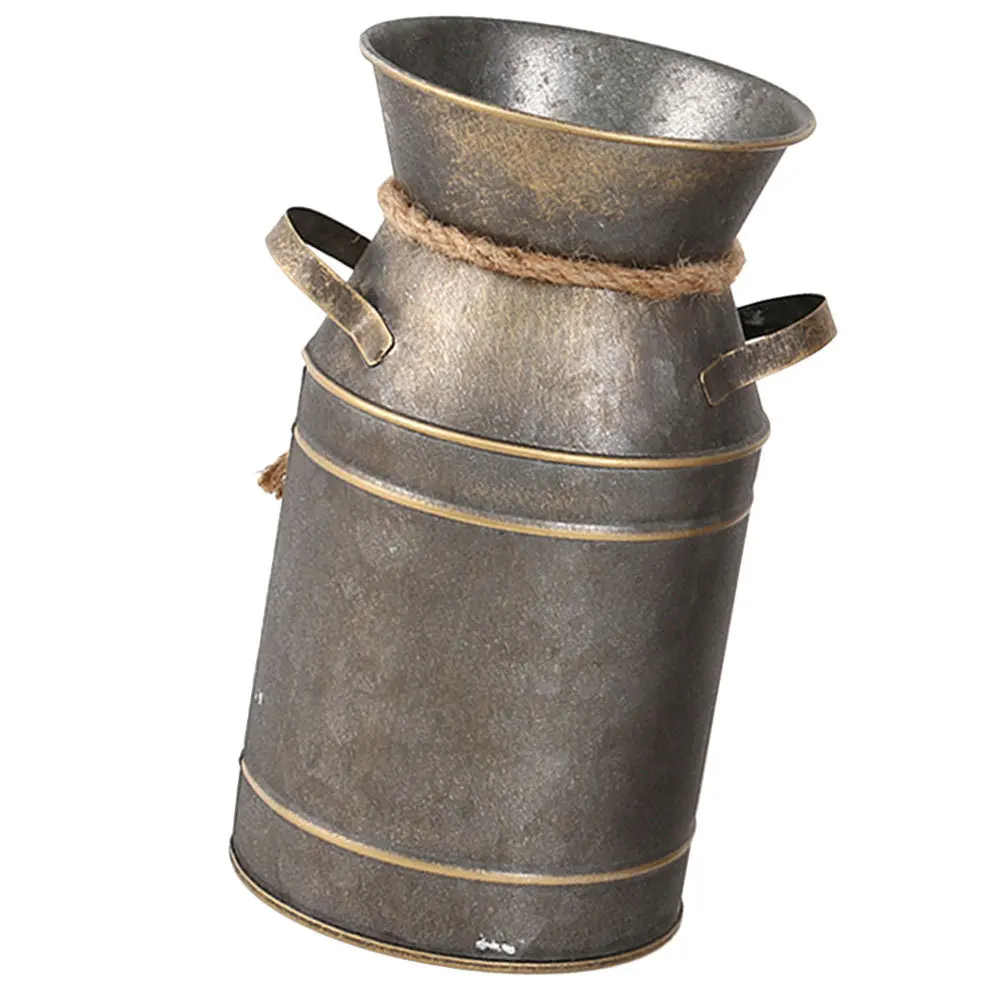

Retro Iron Flower Pot Galvanized Bucket Vase for Indoor Outdoor Decoration Living Room Hotel Cafe Plant Storage Organizer