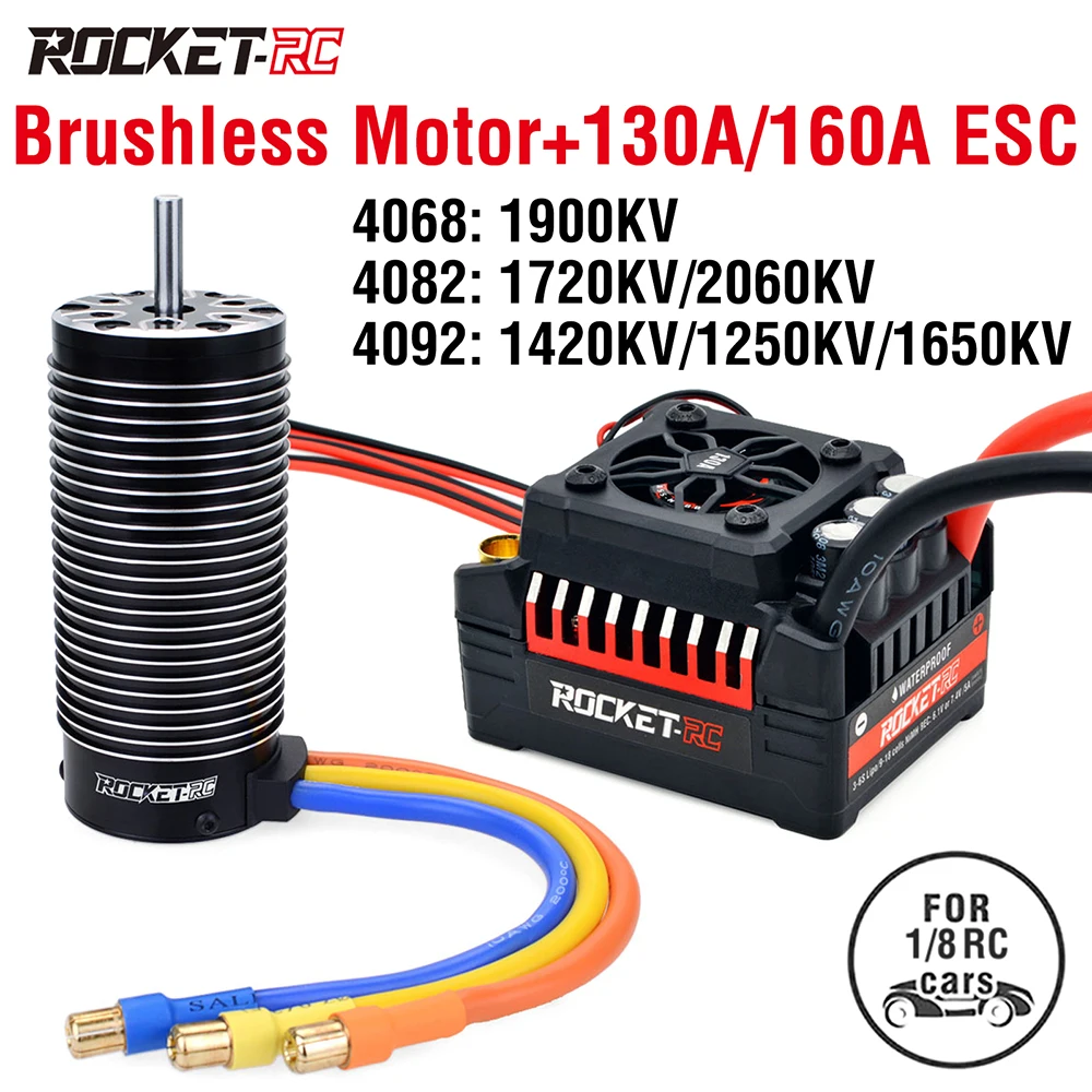 

SURPASS HOBBY Rocket-RC 4092/4082/4068 Brushless Motor and 130A/160A ESC for 1/8 RC Drift Racing Monster Truck Off Road Car