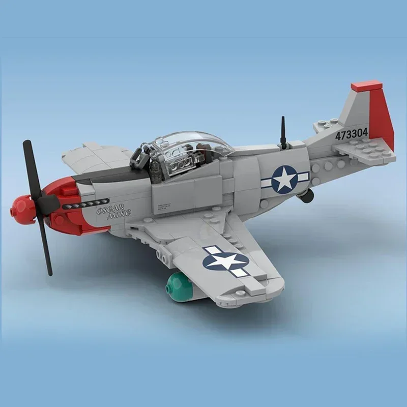 Moc Building Bricks Military Model P-51D Warhorse Red Nose Fighter Technology Modular Blocks Gift Christmas Toy DIY Set Assembly