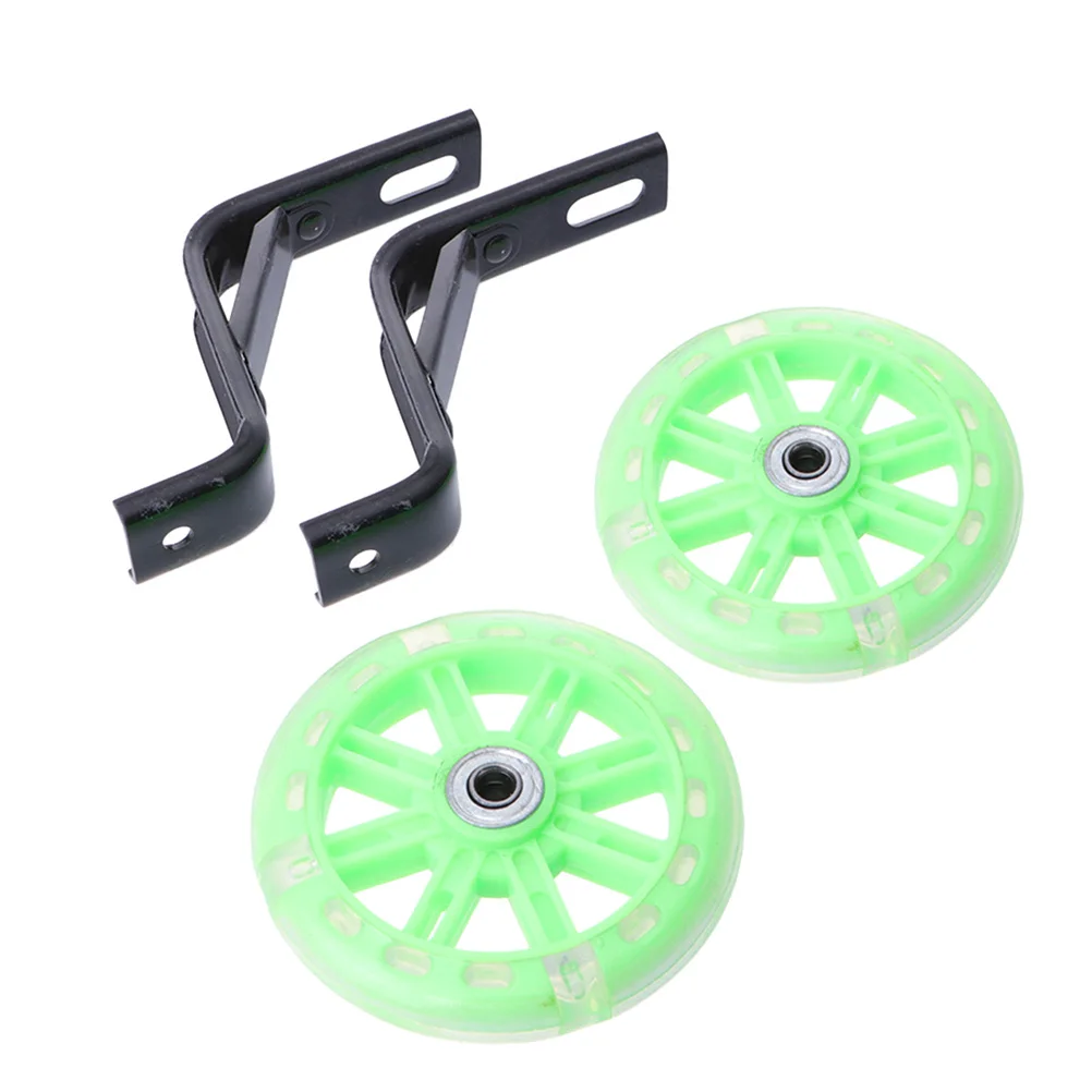 

2 Pcs Bike Bicycle Training Wheels Balance Auxiliary Mute Cycling with Bracket Rear Kid Accessories Green Flashing Kids Child