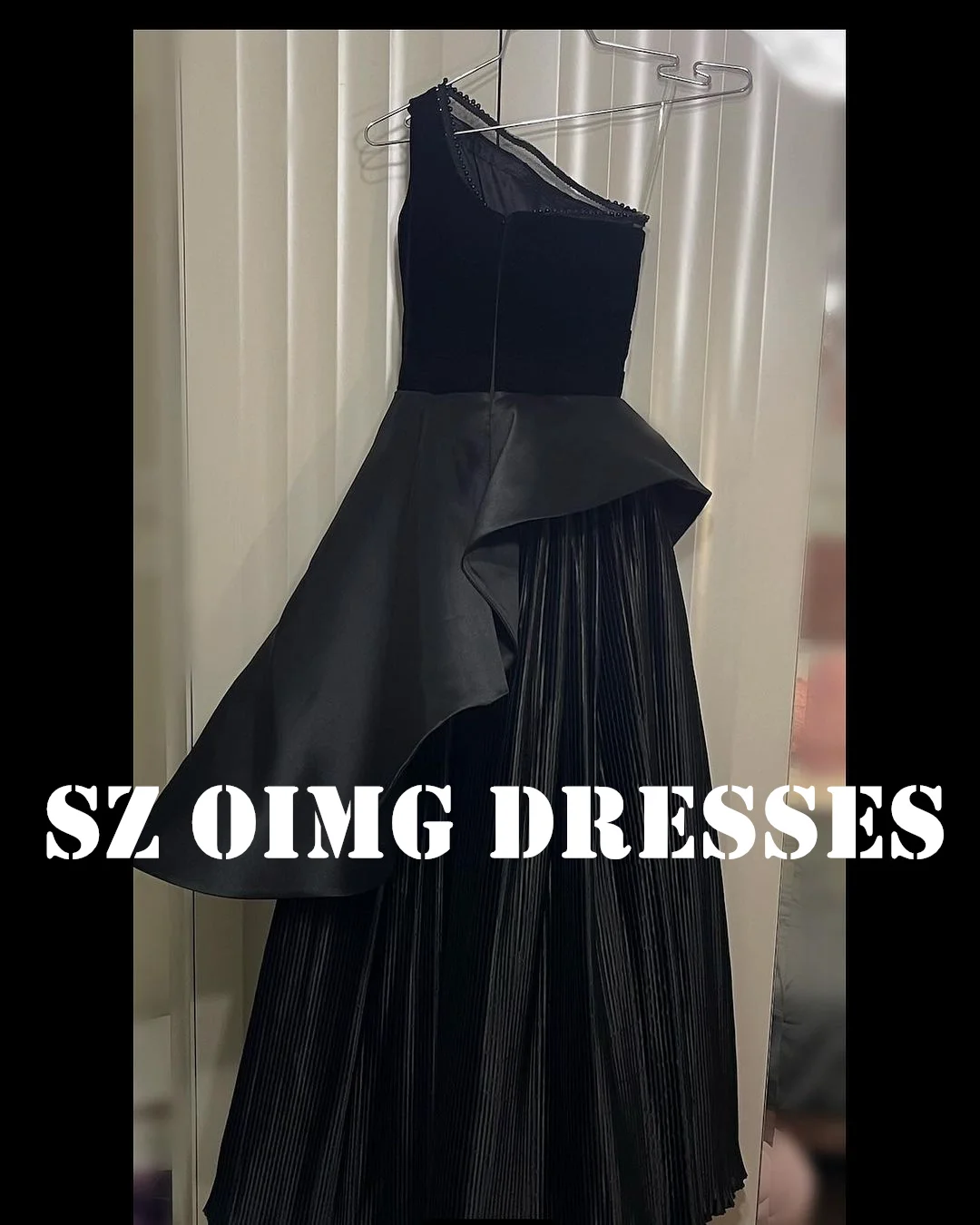 OIMG-Vestidos de noite em camadas de um ombro para mulheres, vestidos de baile elegantes pretos, vestido de festa árabe, novo design