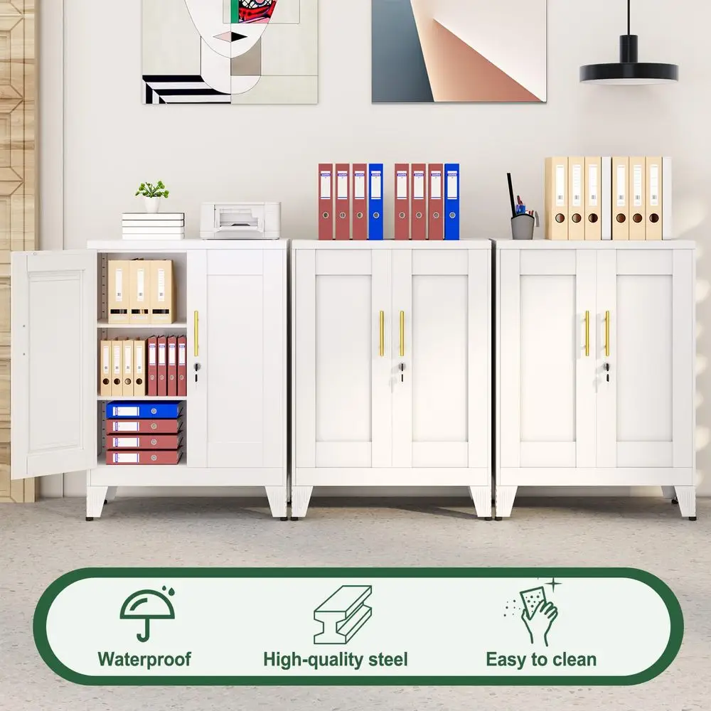 

Металлический шкаф для хранения высотой 36 дюймов с 2 регулируемыми полками, запирающийся стальной органайзер для офиса, дома, школы