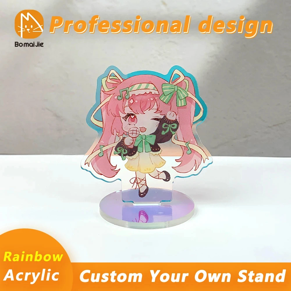 Custom Rainbow Acrylic Stand Personalized Anime Cartoon Character standing Transparent double sided Printing Photo Standees