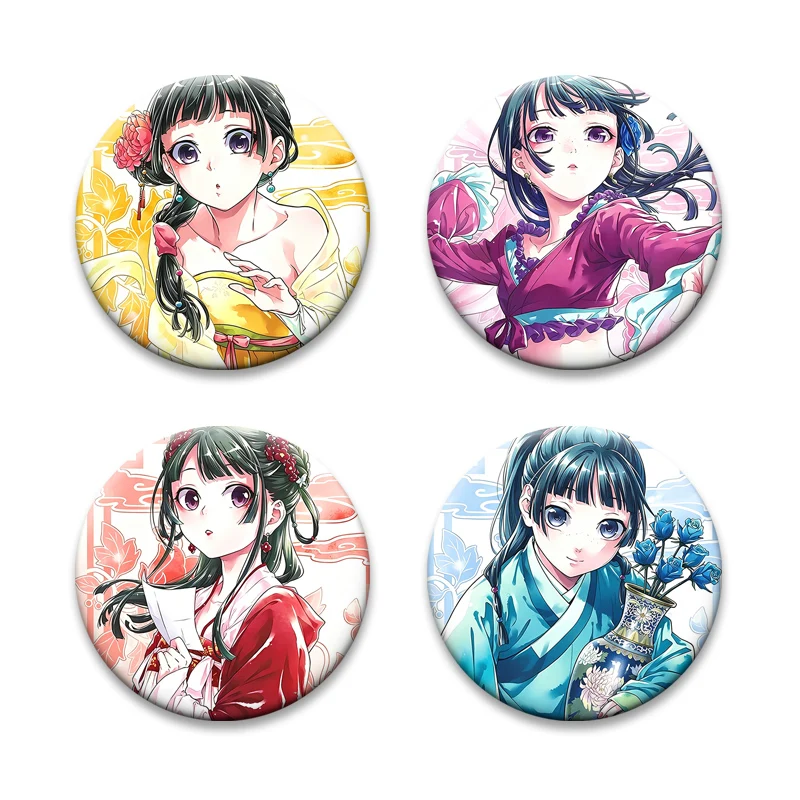 Hitorigoto Jinshi Mao Mao Cartoon Badge Exquisite Round Brooch for Backpack Accessories Gifts Anime The Apothecary Diaries Pins