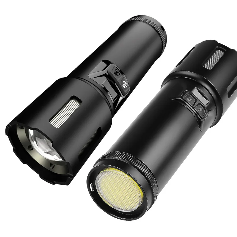 LED Ultra Bright Long Shot Flashlight Multi-Functional Digital Power Display Steel Gun White Laser Outdoor Camping Supplies