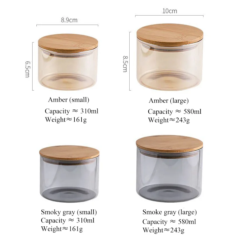 Tarro sellado de vidrio para té, caja de almacenamiento de frutas secas, alto boro, té de cilindro recto, hogar, tapa de madera de cocina