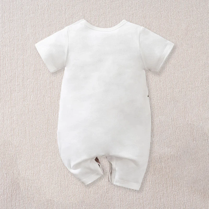 Newborn Baby Boy And Girls Summer Safari Animal Air Balloon Printed Short Sleeve Romper Soft Stretch Daily Jumpsuit 0‑18M