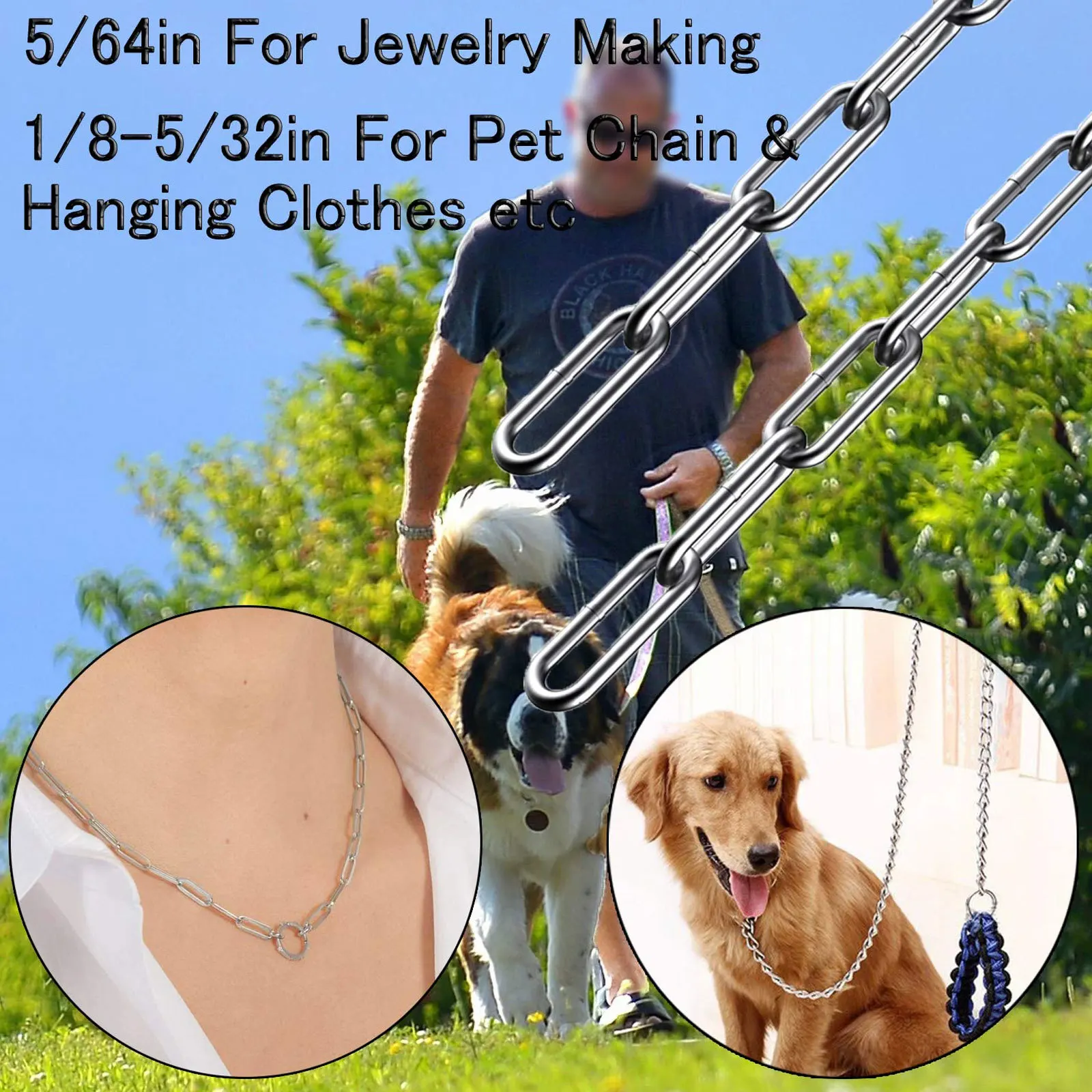 

1pc 3 Meters Stainless Steel Chain Heavy Duty Rustproof Hanging Chains For Outdoor Indoor Home Decor Chandelier Long Ring Light