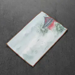 Gift Chinese Painted Cotton Linen Absorbent Tea Towel Retro Soft Tea Ceremony Mat Simple Style Thickened Tablecloth Rag Bowl