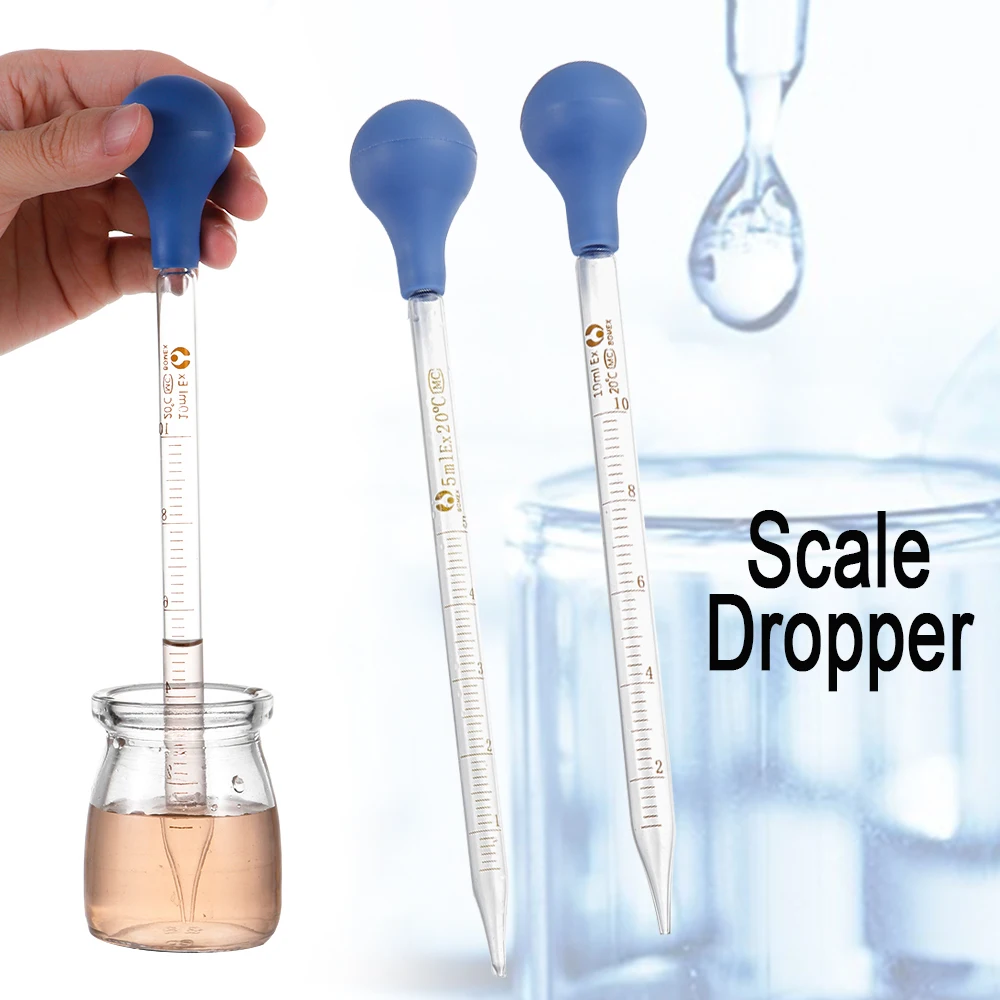 0.5-10ml Rubber Head Glass Dropper Glass Pipettes Liquid Transfer Multi-function Dropper Test Tubes With Scale Line Lab Supplies