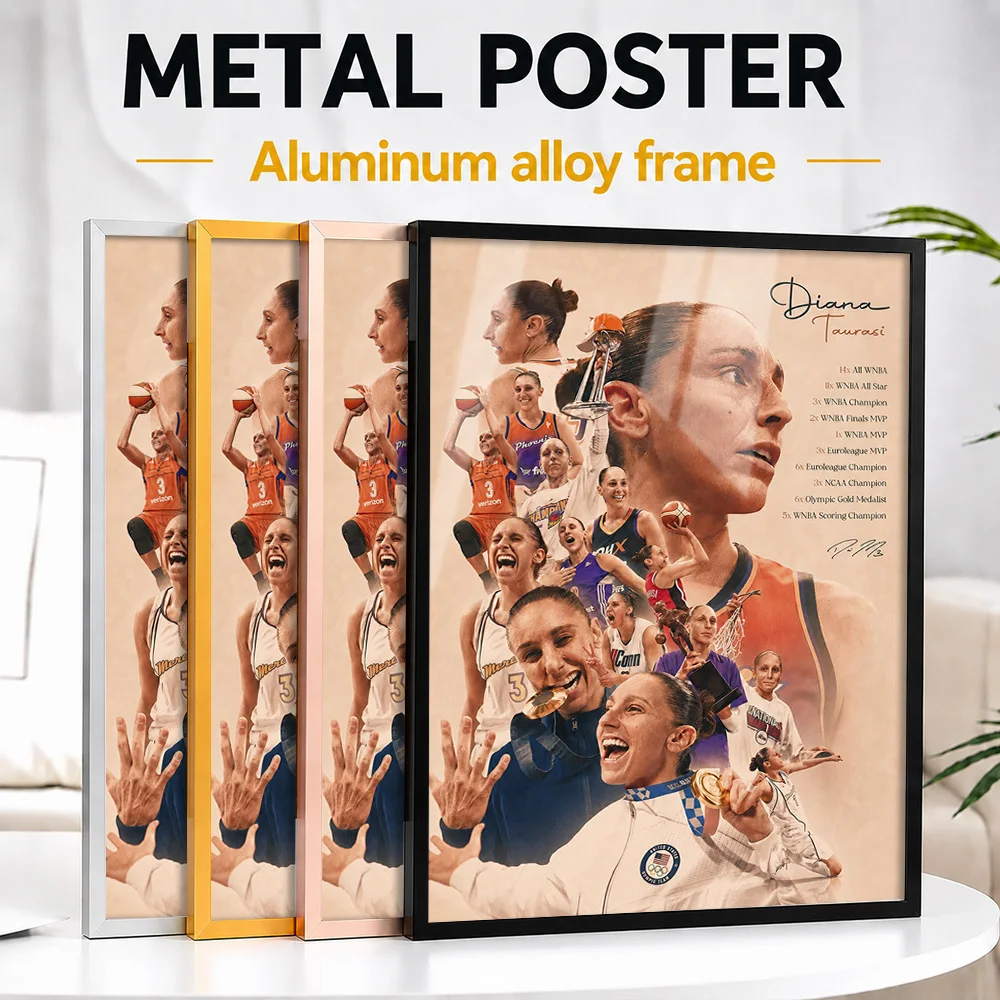 Diana Taurasi Career Accolades Collage Framed Aluminum Metal Poster Customized Photo Urban Sports Style Wall Art For Game Room