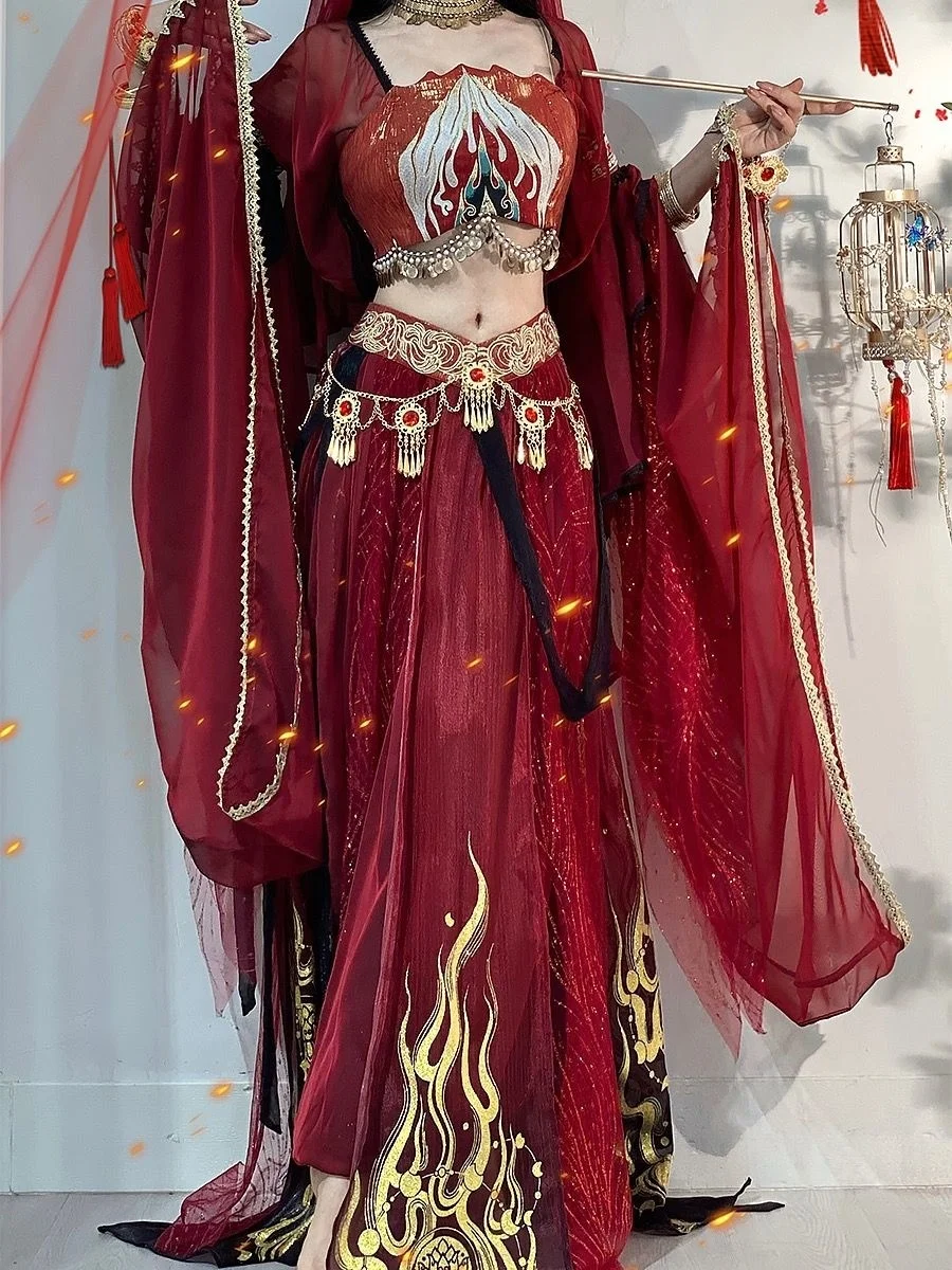 Vestido Dunhuang de estilo chino para bailar, traje exótico de las regiones occidentales, ropa de industria pesada