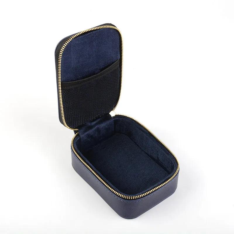 NICEHCK Zipper Earphone Storage Bag PU Material Flocking Lining 12x8.5x5cm Portable Cable Organizer Bag Brown/Blue Color