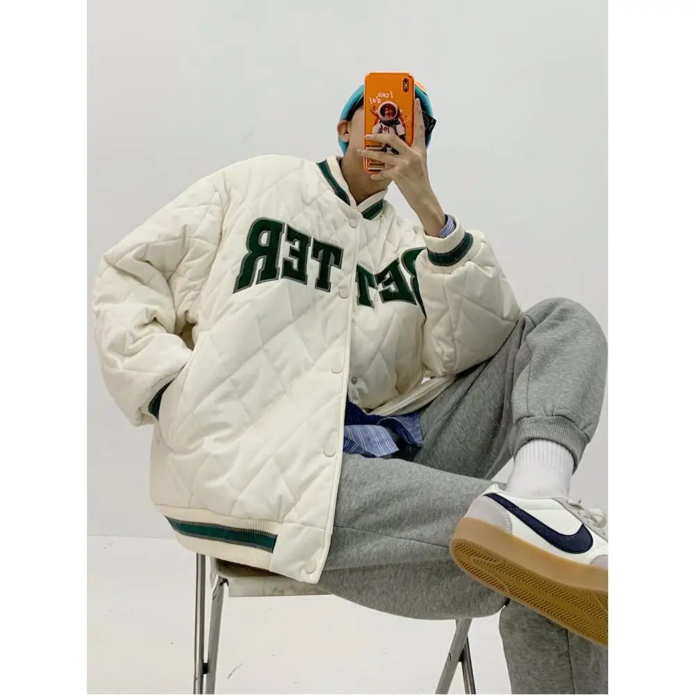 Хлопковая бейсбольная куртка Thiened для пар, бархатная свободная зимняя верхняя одежда с бриллиантами, корейское мужское и женское пальто