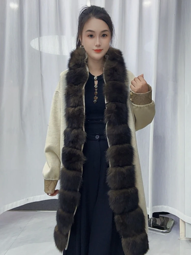 Women Longline Double Face Wool Coat Oversized Loose Wool Blend Outerwear Thick Warm Premium Chic Office Wear Cold Season