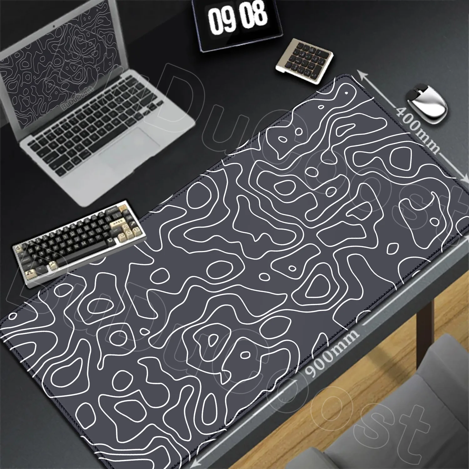 

HD Gamer Soft Office Carpet Table Mat Desktop Mouse Pad Black White Topographic Map XXL Mousepad Computer Keyboard Pad Mouse Mat