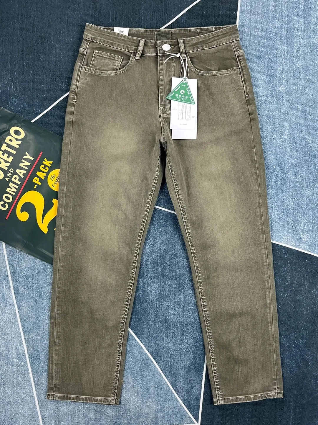 

2025 Spring and Autumn New Japanese Retro Heavyweight Denim Jeans Men's Simple 92% Cotton Washed Old Casual Slim Straight Pants