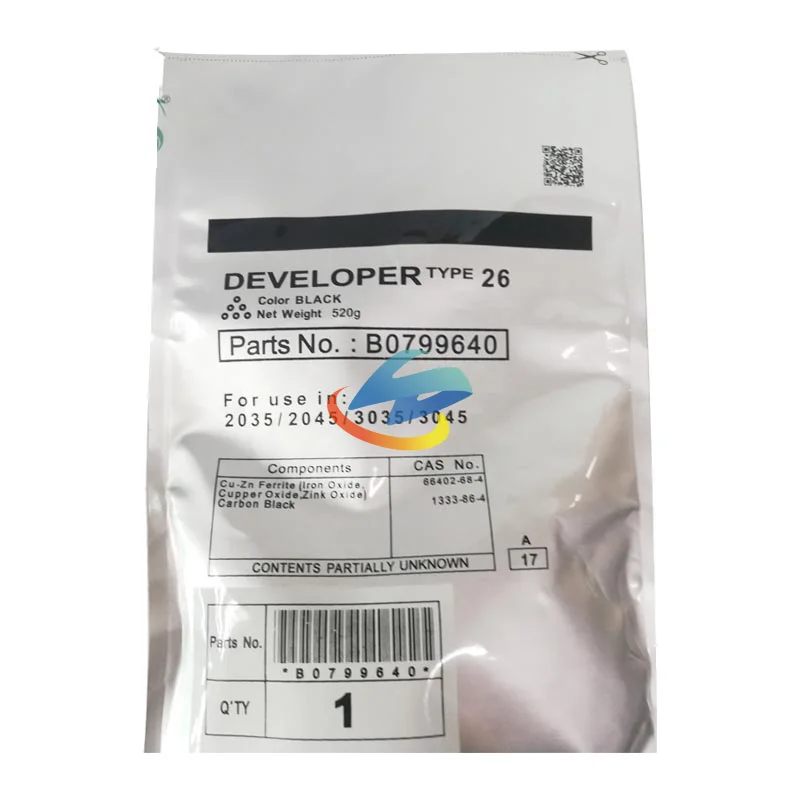 1PCS Type26 Developer Powder Compatible for Ricoh Aficio AF2045 AF3035 AF3045 AF2045 AF1035 AF1045 AF2035 Black 520g/bag