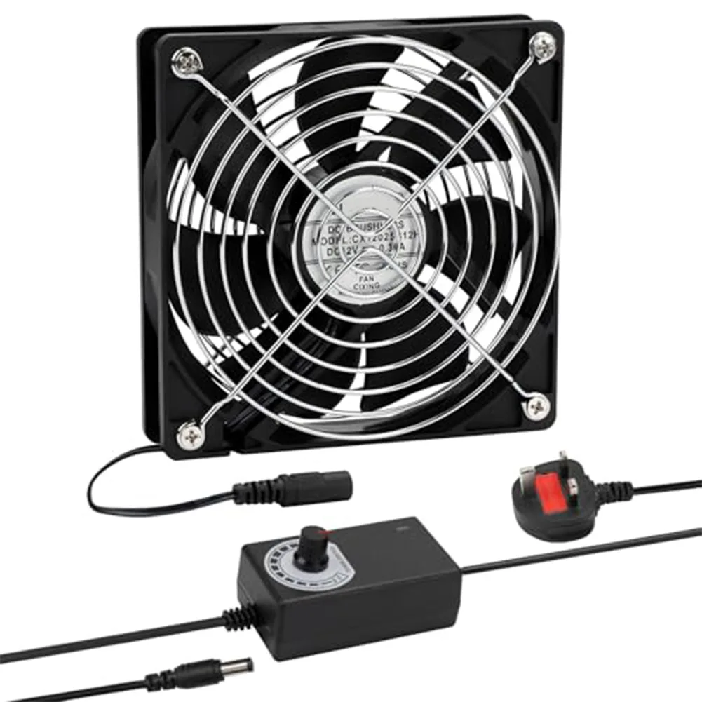 120mm Fan Brushless Adjustable 220V Computer Case Fan PBT Fire Resistant Material Metal Mesh Fuse Guard 2700 RPM for PC Cooling