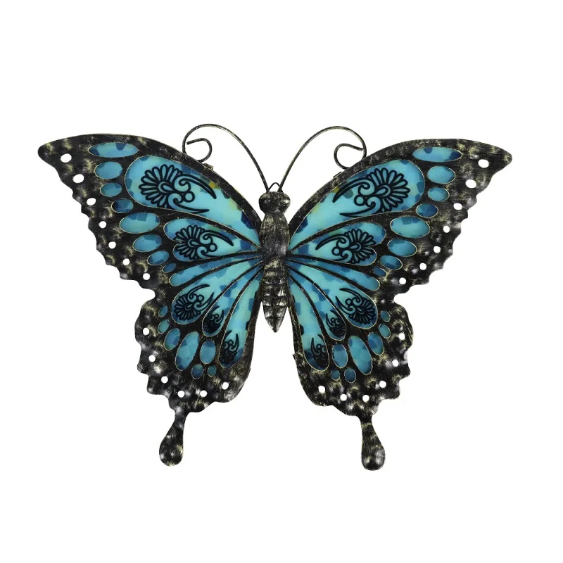 Metal Butterfly Wall Decoration Glass Outdoor Wall Art Sculpture Hanging Garden Decoration Indoor Home Decoration of Patio