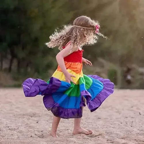 Pudcoco 2020 criança criança criança roupas da menina do bebê arco-íris pageant festa princesa vestido de verão roupas coloridas 2-7 anos