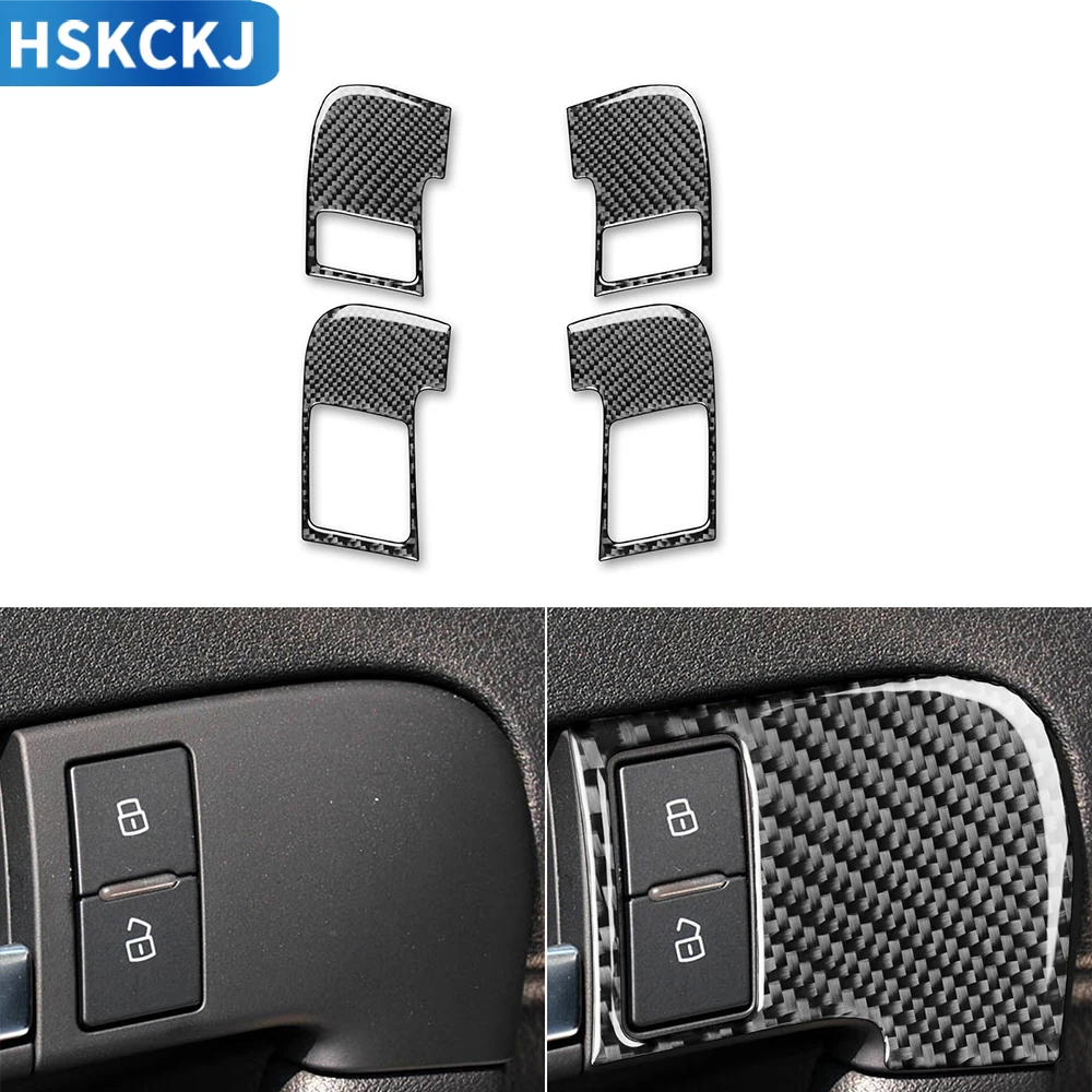 

For Audi A3 S3 8P 2006 2007 Carbon Fiber Doors Panel Door Lock Frame Trim Cover Sticker Interior Styling Car Accessories