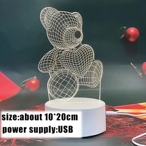 3D Creative Bear Led Lamp, USB Acrylic, Night Lights, Christmas, Christmas Decorations, Home, Room, Birthday Decoration, Wedding Gifts 11 Main Sales Chandelier Double Room - №6