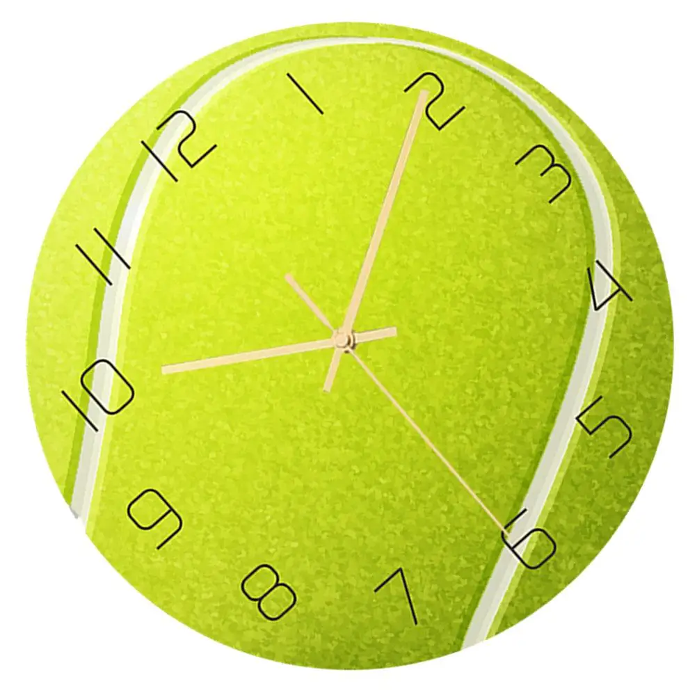 

Tennis Wall Clock Acrylic Mute Core Bedroom Living Study Office Decorative Vintage Big Numerals Home Use Stable Easy Install