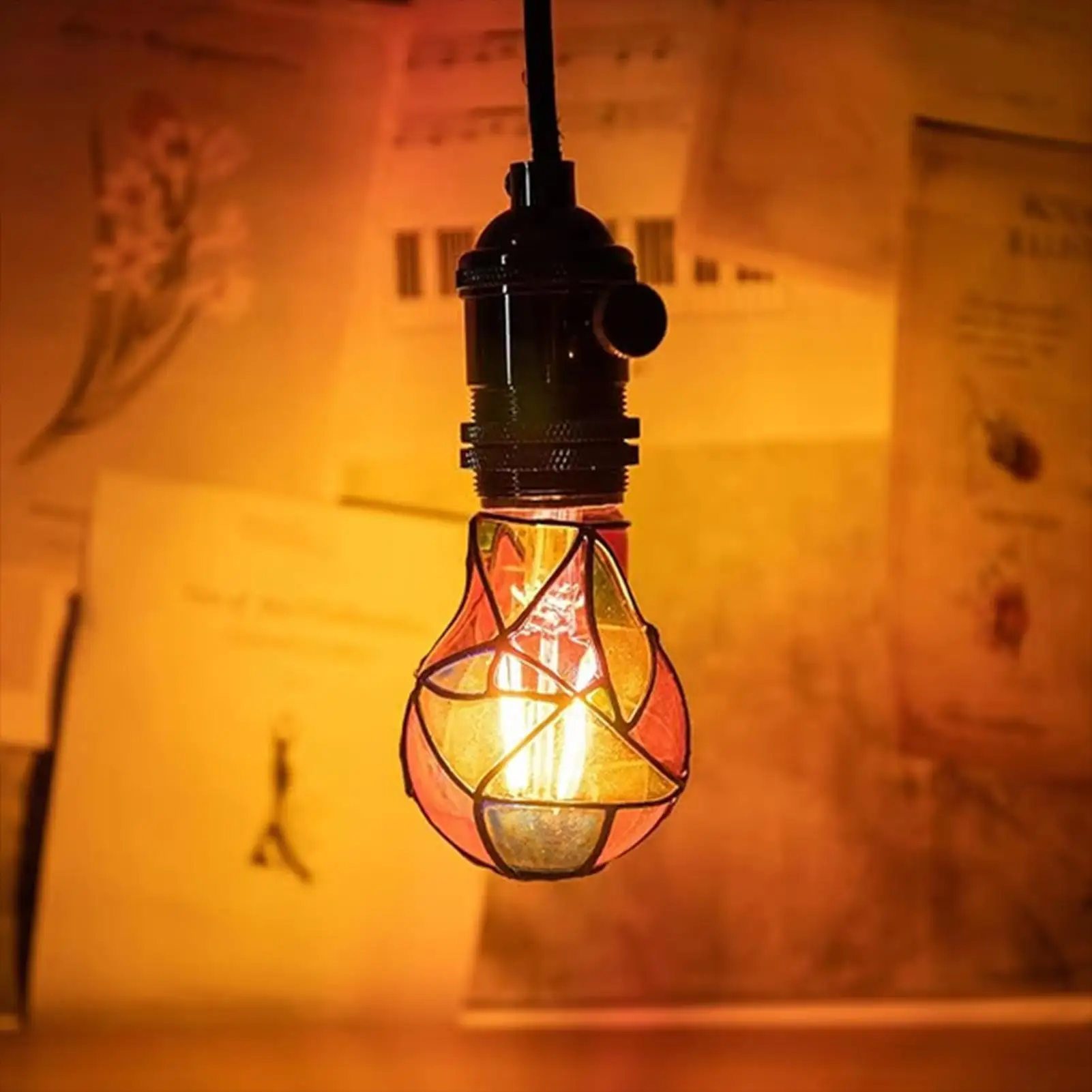 الزجاج الملون ضوء لمبة E26 قاعدة 6 واط LED خمر اديسون لمبة الإضاءة الملونة للمنزل حديقة شرفة بار مقهى مطعم ديكور #2