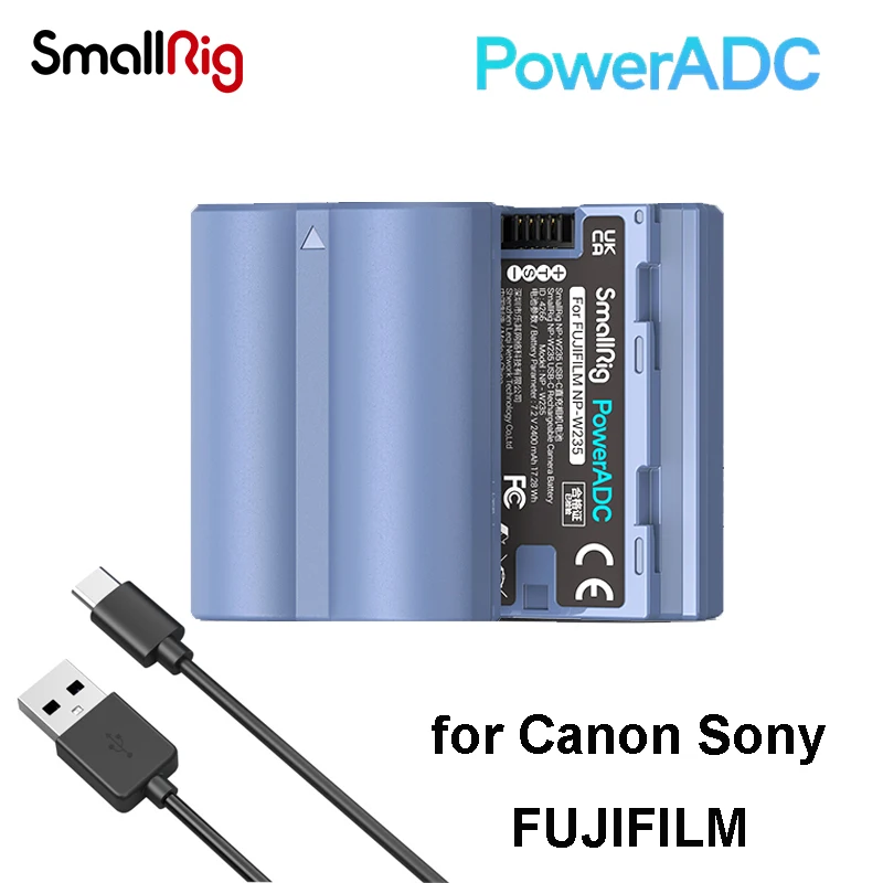 SmallRig LP-E6NH NP-W235 NP-FZ100 USB-C Rechargeable Camera Battery for Sony Alpha 7C A7M4 Sony ZV-E1 Canon EOS R7 Fujifilm X-T4