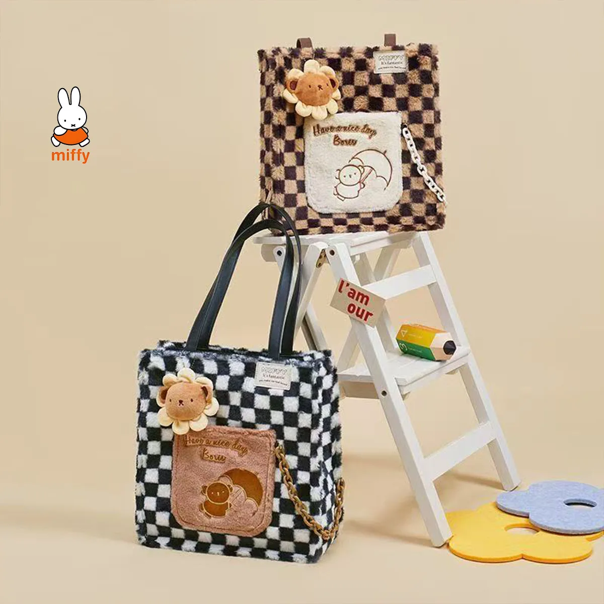 

Miffy Kawaii мультяшная сумка через плечо на одно плечо с милым медведем аниме портативная сумка на одно плечо Sweet Bear дорожная сумка