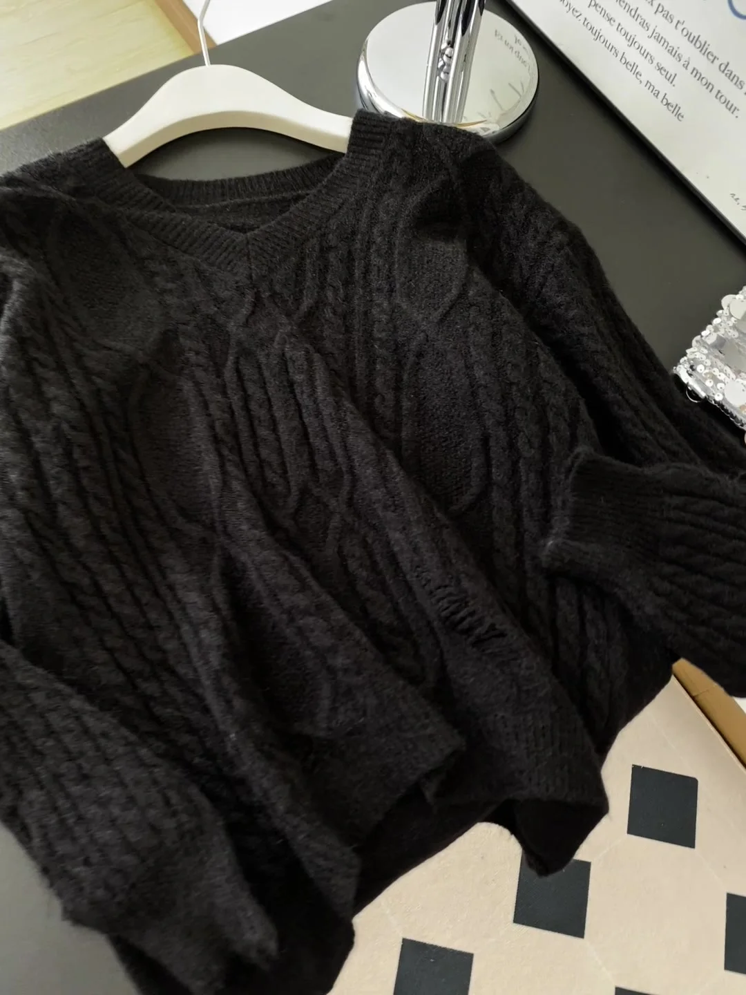 Bla Knitted Long Sve Twist Sweater Women's Autumn Winter Gentle Inner Wear Base Layer Hole Punch Top Lazy Sle